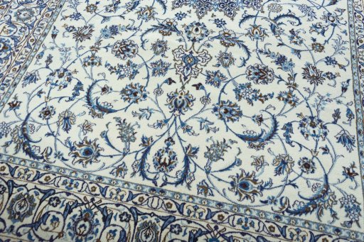 Close-up detail of New Nain rug from Iran / Persia showing Wool weave