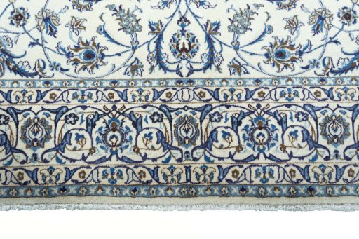 Full view of New Nain rug from Iran / Persia, 303 × 197 cm in Beige tones