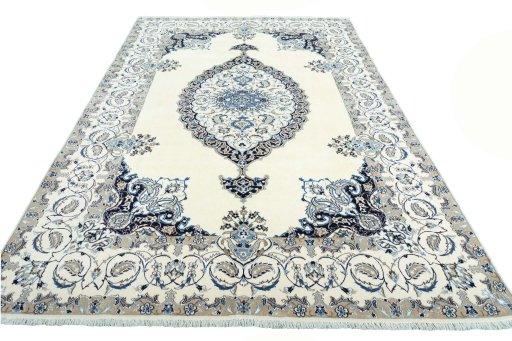 Surface texture of New Nain rug with natural Wool and intricate pattern