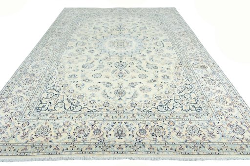 Surface texture of New Nain rug with natural Wool and intricate pattern