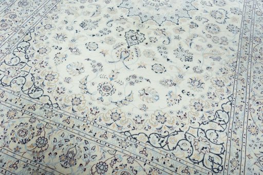 Close-up detail of New Nain rug from Iran / Persia showing Wool weave
