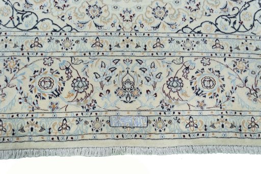 Full view of New Nain rug from Iran / Persia, 365 × 247 cm in Beige tones