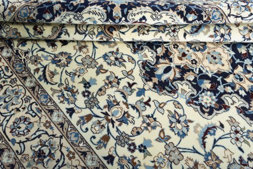 Close-up detail of New Nain rug from Iran / Persia showing Wool weave