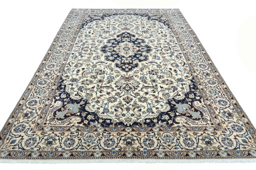 Surface texture of New Nain rug with natural Wool and intricate pattern
