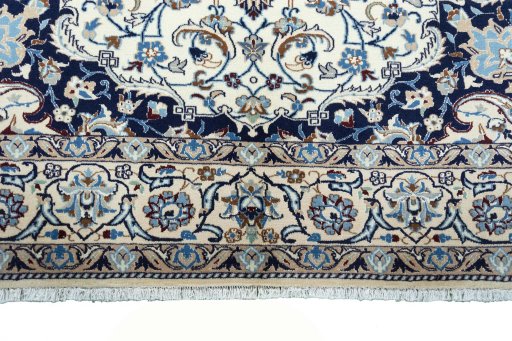 Full view of New Nain rug from Iran / Persia, 308 × 204 cm in Beige tones