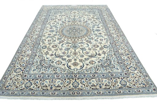 Surface texture of New Nain rug with natural Wool and intricate pattern