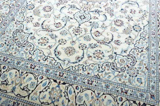 Close-up detail of New Nain rug from Iran / Persia showing Wool weave