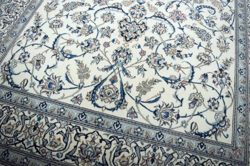Close-up detail of New Nain rug from Iran / Persia showing Wool weave