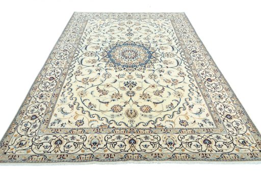 Surface texture of New Nain rug with natural Wool and intricate pattern