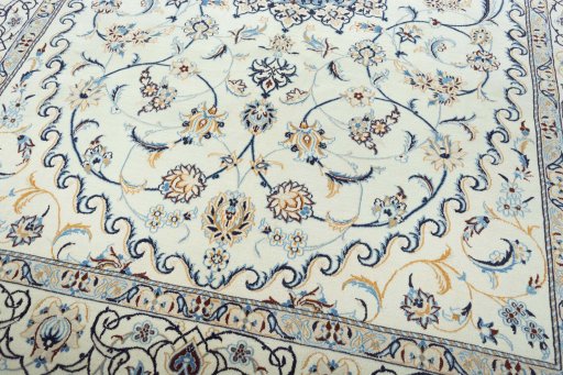 Close-up detail of New Nain rug from Iran / Persia showing Wool weave