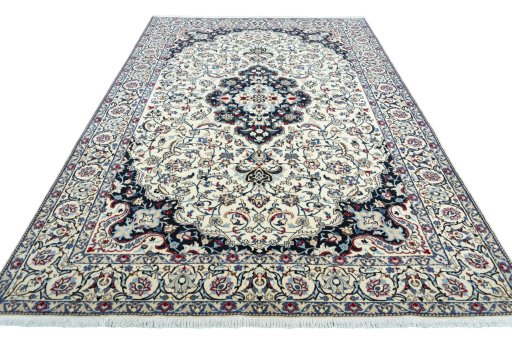 Surface texture of New Nain rug with natural Wool and intricate pattern