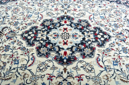 Central medallion detail of New Nain rug from Iran / Persia