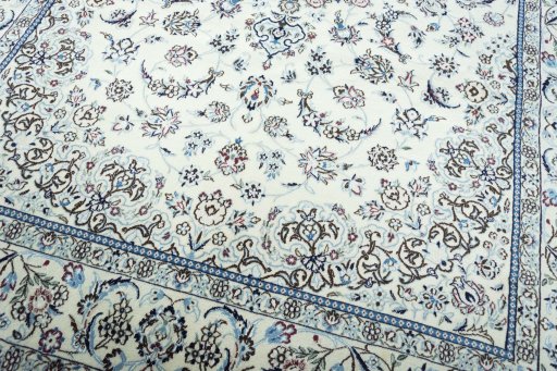 Close-up detail of New Nain rug from Iran / Persia showing Wool weave