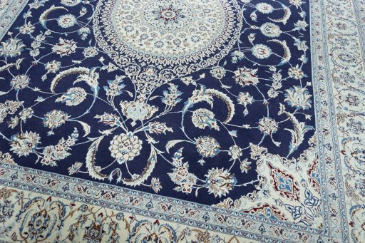 Close-up detail of New Nain rug from Iran / Persia showing Cork weave
