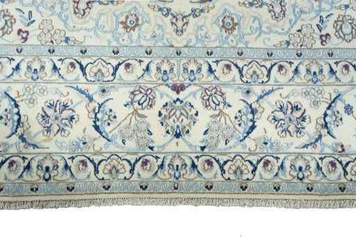 Full view of New Nain rug from Iran / Persia, 343 × 249 cm in Beige tones