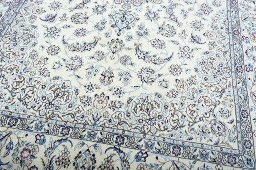 Close-up detail of New Nain rug from Iran / Persia showing Wool weave