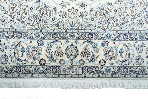Full view of New Nain rug from Iran / Persia, 300 × 195 cm in Beige tones