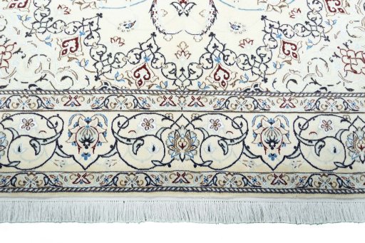 Full view of New Nain rug from Iran / Persia, 300 × 197 cm in Beige tones