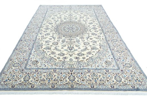 Surface texture of New Nain rug with natural Wool and intricate pattern
