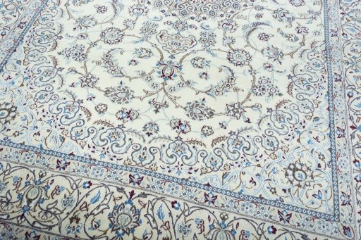 Close-up detail of New Nain rug from Iran / Persia showing Wool weave