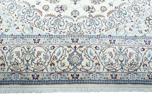 Full view of New Nain rug from Iran / Persia, 302 × 200 cm in Beige tones