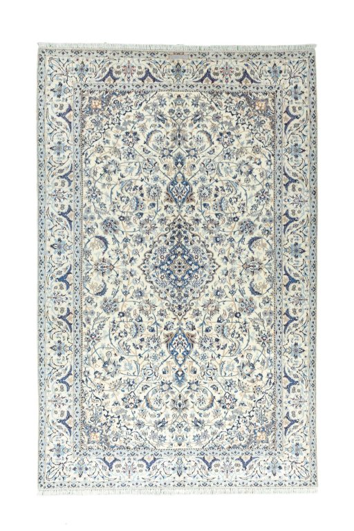 Full view of 2000s Nain rug from Iran / Persia, 317 × 204 cm in Beige tones