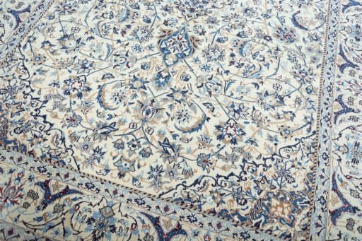 Close-up detail of 2000s Nain rug from Iran / Persia showing Wool weave