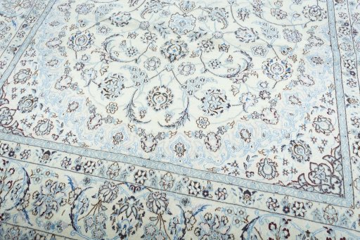 Close-up detail of New Nain rug from Iran / Persia showing Wool weave