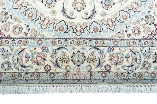 Full view of 2000s Nain rug from Iran / Persia, 298 × 200 cm in Beige tones