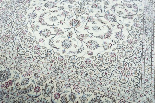 Close-up detail of New Nain rug from Iran / Persia showing Wool weave