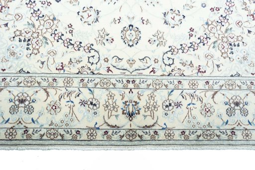 Full view of New Nain rug from Iran / Persia, 306 × 200 cm in Beige tones