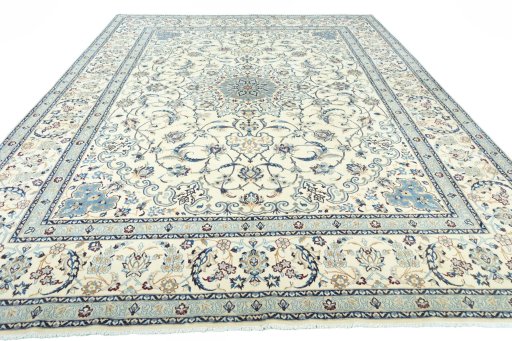 Surface texture of 2000s Nain rug with natural Wool and intricate pattern