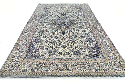 Surface texture of 2000s Nain rug with natural Wool and intricate pattern