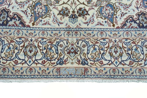 Full view of 2000s Nain rug from Iran / Persia, 334 × 201 cm in Beige tones