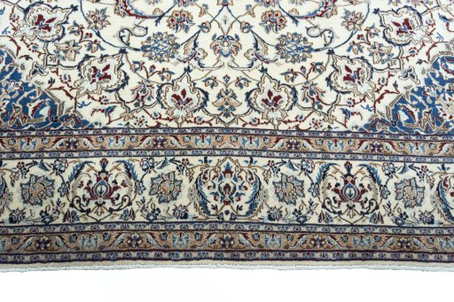 Full view of 2000s Nain rug from Iran / Persia, 354 × 241 cm in Beige tones