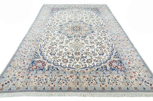 Surface texture of New Nain rug with natural Wool and intricate pattern
