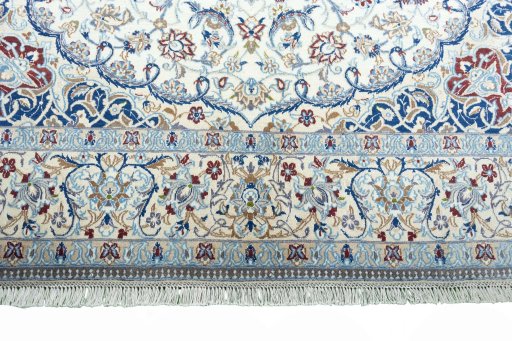 Full view of New Nain rug from Iran / Persia, 313 × 206 cm in Beige tones