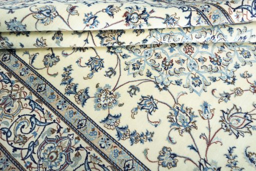 Surface texture of New Nain rug with natural Wool and intricate pattern