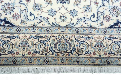 Full view of New Nain rug from Iran / Persia, 305 × 200 cm in Beige tones