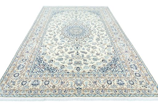 Surface texture of New Nain rug with natural Wool and intricate pattern