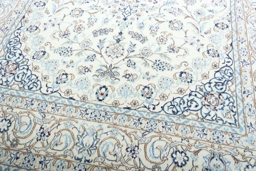 Close-up detail of New Nain rug from Iran / Persia showing Wool weave
