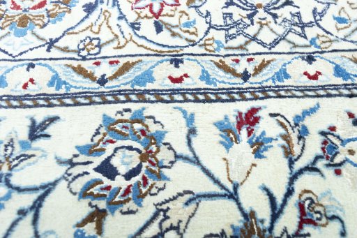 Close-up detail of 2000s Nain rug from Iran / Persia showing Wool weave
