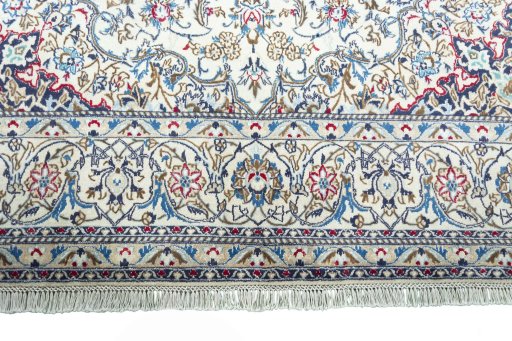 Full view of 2000s Nain rug from Iran / Persia, 302 × 192 cm in Beige tones