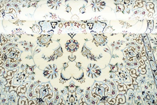 Close-up detail of New Nain rug from Iran / Persia showing Wool weave