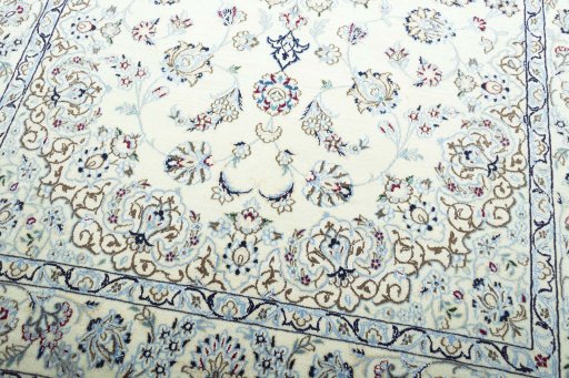 Close-up detail of New Nain rug from Iran / Persia showing Wool weave