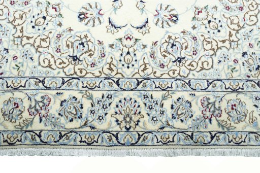Full view of New Nain rug from Iran / Persia, 243 × 154 cm in Beige tones