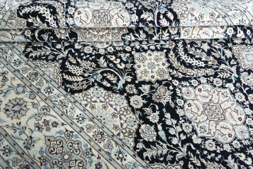 Close-up detail of New Nain rug from Iran / Persia showing Cork weave