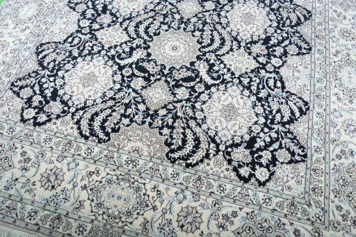 Close-up detail of New Nain rug from Iran / Persia showing Cork weave