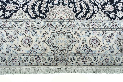Full view of New Nain rug from Iran / Persia, 330 × 204 cm in Blue tones