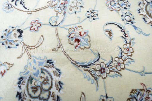 Close-up detail of New Nain rug from Iran / Persia showing Wool weave